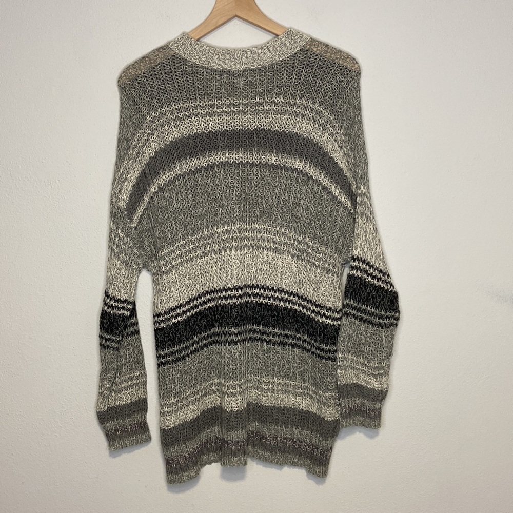 American Eagle Outfitters Oversized Loose Knit Stripe Crewneck Cardigan Small - Picture 2 of 6